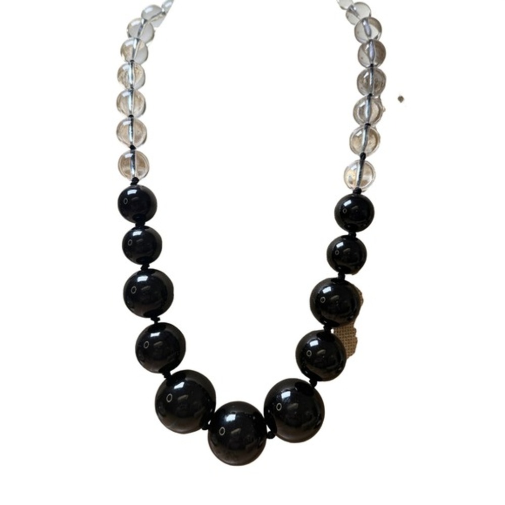 Alfani Statement Necklace Black Clear Graduated Chunky Bubble Bead Resin